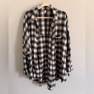 BP Black & White Plaid Flannel Button Down Shirt | Oversized | L/XL